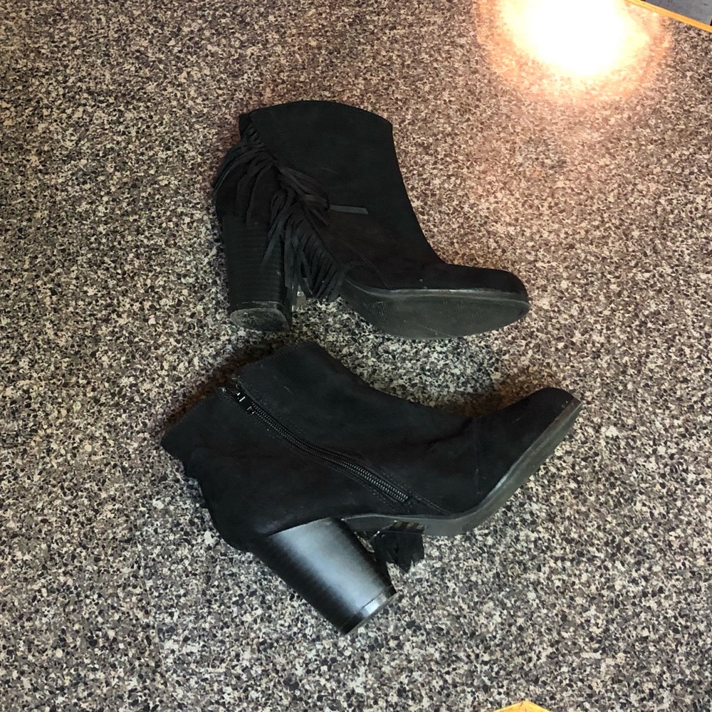 Rue 21 Fringe black heel booties